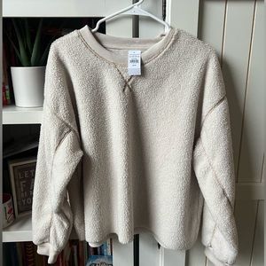 Cream Fuzzy American Eagle Crew